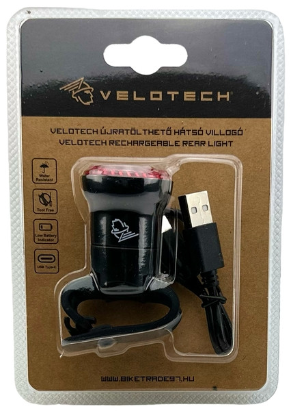 Velotech hátsó kerek 20LED USB