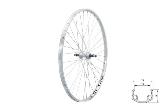 Fűzött hátsó kerék KLS EVENT V-brake R, 28", silver