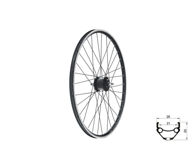 Fűzött első kerék KLS DRAFT Dynamo V-brake, 28/29", black